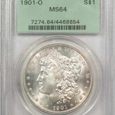 Morgan Dollars 1901-O $1 MORGAN DOLLAR – PCGS MS-64, OLD GREEN HOLDER & PREMIUM QUALITY!