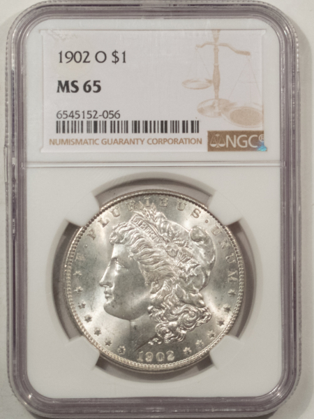 Morgan Dollars 1902-O $1 MORGAN DOLLAR – NGC MS-65, BLAST WHITE!