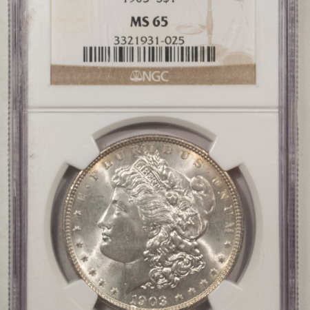 Morgan Dollars 1903 $1 MORGAN DOLLAR – NGC MS-65, MOSTLY WHITE GEM! FRESH!