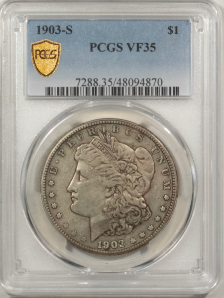 Morgan Dollars 1903-S $1 MORGAN DOLLAR – PCGS VF-35, NICE, ORIGINAL!