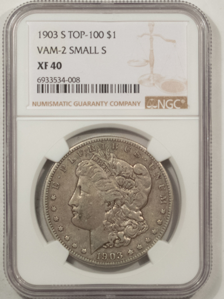 Morgan Dollars 1903-S $1 MORGAN DOLLAR MICRO S, VAM-2 SMALL S – NGC XF-40 TOP 100 TOUGH VARIETY