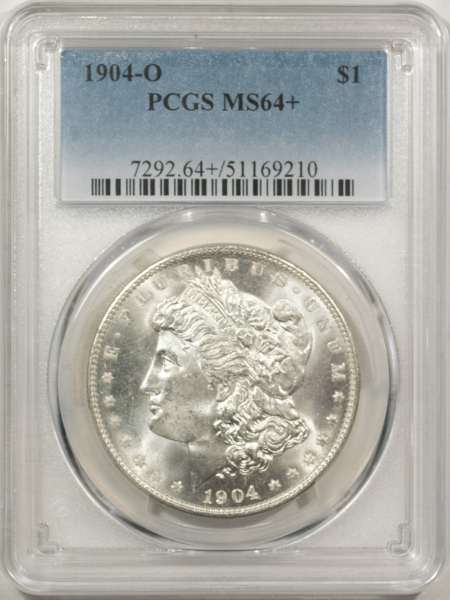 Morgan Dollars 1904-O $1 MORGAN DOLLAR – PCGS MS-64+, WHITE & PREMIUM QUALITY!