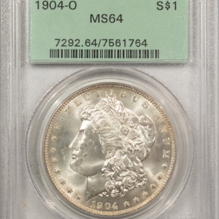 Morgan Dollars 1904-O $1 MORGAN DOLLAR – PCGS MS-64, OLD GREEN HOLDER, PREMIUM QUALITY!