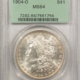 Morgan Dollars 1921-D $1 MORGAN DOLLAR – PCGS MS-64, BLAST WHITE & PREMIUM QUALITY!