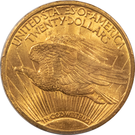 $20 1908 $20 ST GAUDENS GOLD DBL EAGLE MOTTO – PCGS MS-63, LOOKS 64, FRESH, FLASHY!