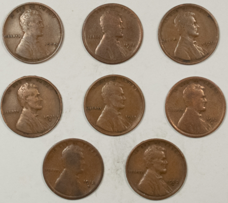 Lincoln Cents (Wheat) 1909 – 1932-D LINCOLN CENTS, LOT OF 8 – CIRCULATED!