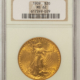 $20 1909-D $20 ST GAUDENS GOLD DOUBLE EAGLE NGC MS-62 FLASHY & PQ, LOW-MINTAGE DATE