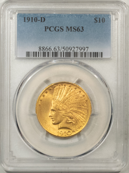 $10 1910-D $10 INDIAN GOLD EAGLE – PCGS MS-63