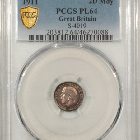 New Certified Coins 1911 GREAT BRITAIN SILVER MAUNDY 2 PENCE, S-4019- PCGS PL-64, GORGEOUS!