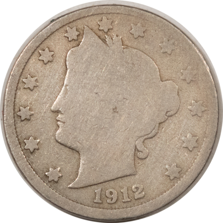 Liberty Nickels 1912-S LIBERTY NICKEL – PLEASING CIRCULATED EXAMPLE, KEY-DATE!