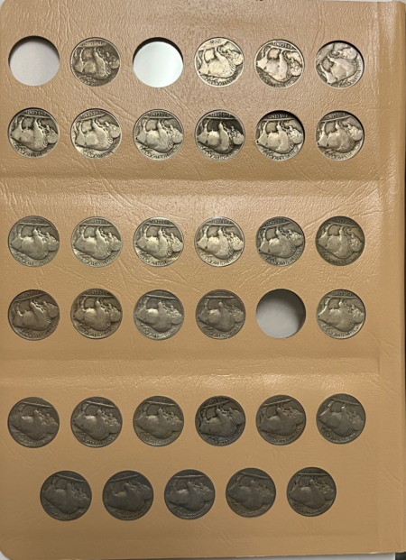 Buffalo Nickels 1913-38D 62 COIN BUFFALO NICKEL NEARLY FULL SET, DANSCO HOLDER PROBLEM FREE CIRC