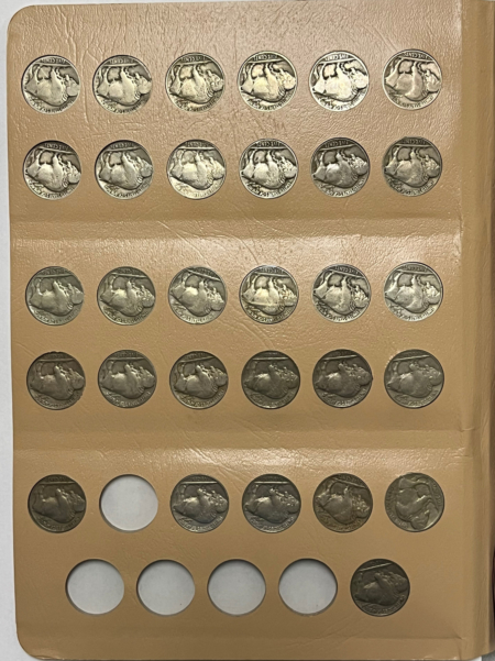 Buffalo Nickels 1913-38D 62 COIN BUFFALO NICKEL NEARLY FULL SET, DANSCO HOLDER PROBLEM FREE CIRC