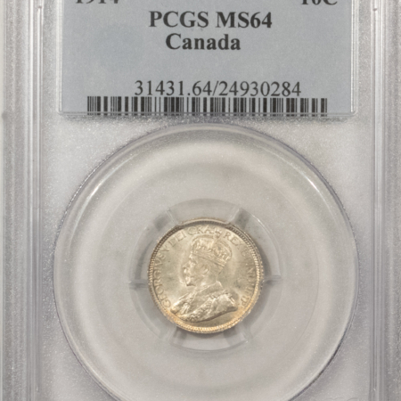 New Certified Coins CANADA 1914 10c, KM-23 – PCGS MS-64, FRESH & FLASHY