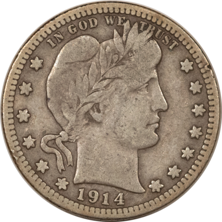 Barber Quarters 1914-S BARBER QUARTER – KEY-DATE, STRONG DETAILS MINOR REVERSE RIM BUMP!