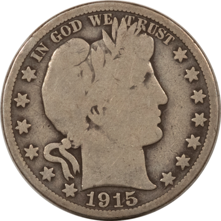 Barber Halves 1915 BARBER HALF DOLLAR – NICE PLEASING CIRCULATED EXAMPLE, KEY-DATE!