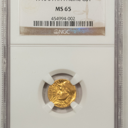 Gold 1915-S $1 PAN-PAC GOLD COMMEMORATIVE – NGC MS-65, FLASHY GEM!