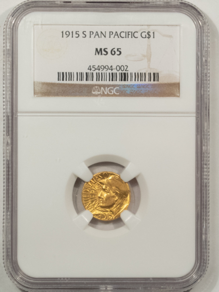 Gold 1915-S $1 PAN-PAC GOLD COMMEMORATIVE – NGC MS-65, FLASHY GEM!