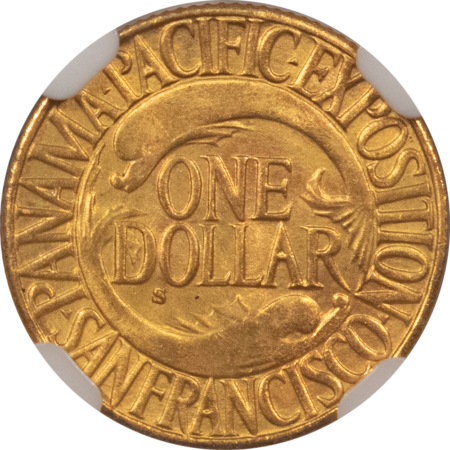 Gold 1915-S $1 PAN-PAC GOLD COMMEMORATIVE – NGC MS-65, FLASHY GEM!