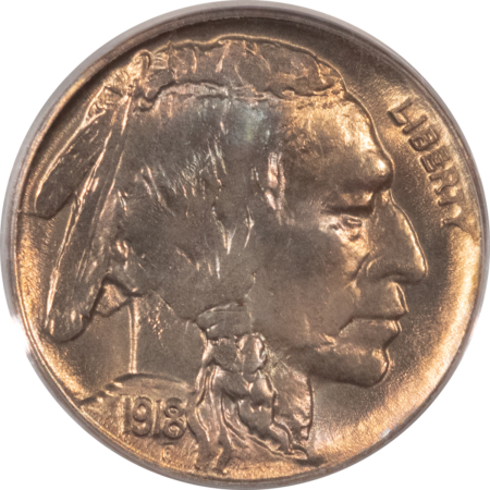 Buffalo Nickels 1918-D BUFFALO NICKEL – PCGS MS-64, TOUGH-DATE, LUSTROUS!