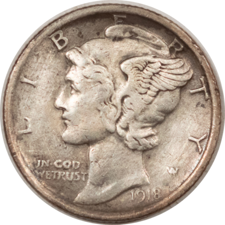 Mercury Dimes 1918-S MERCURY DIME – HIGH GRADE EXAMPLE BUT THOROUGHLY CLEANED!