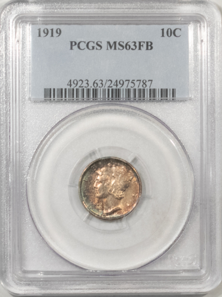 Mercury Dimes 1919 MERCURY DIME – PCGS MS-63 FB, ORIGINAL!