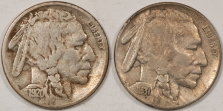 Buffalo Nickels 1920-S 1931-S BUFFALO NICKELS LOT/2, HIGH GRADE CIRC EXAMPLE, SOME MINOR ISSUES!