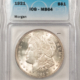 Morgan Dollars 1921 $1 MORGAN DOLLAR – ICG MS-64, LUSTROUS!