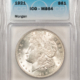 Morgan Dollars 1921 $1 MORGAN DOLLAR – ICG MS-64