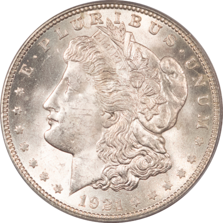 Morgan Dollars 1921 $1 MORGAN DOLLAR – ICG MS-64, LUSTROUS!