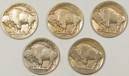 Buffalo Nickels 1921 – 1926 BUFFALO NICKELS, LOT OF 5 – CIRCULATED W/ SOME HIGHER GRADE PIECES!