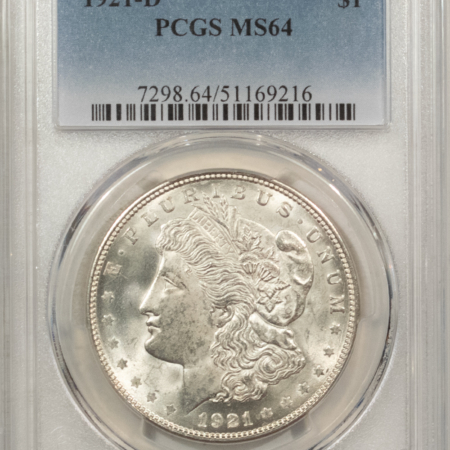 New Store Items 1921-D $1 MORGAN DOLLAR – PCGS MS-64, BLAST WHITE & PREMIUM QUALITY!