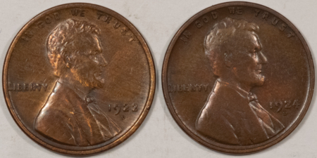 Lincoln Cents (Wheat) 1922-D 1924-D LINCOLN CENTS, LOT OF 2 – BOTH ARE MID-HIGH GRADE CIRCS, CLEANED!