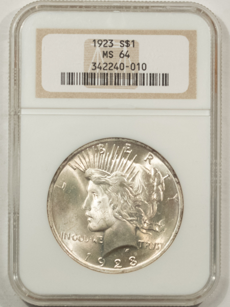 New Certified Coins 1923 $1 PEACE DOLLAR – NGC MS-64, PREMIUM QUALITY! GEM LOOK!