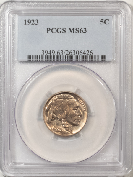 Buffalo Nickels 1923 BUFFALO NICKEL – PCGS MS-63, FLASHY & CHOICE+