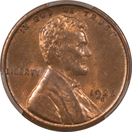 Lincoln Cents (Wheat) 1925-S LINCOLN CENT – PCGS MS-64 RB, FRESH WITH ORIGINAL LUSTER! TOUGH DATE!