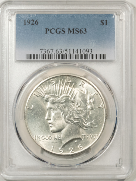 Peace Dollars 1926 $1 PEACE DOLLAR – PCGS MS-63