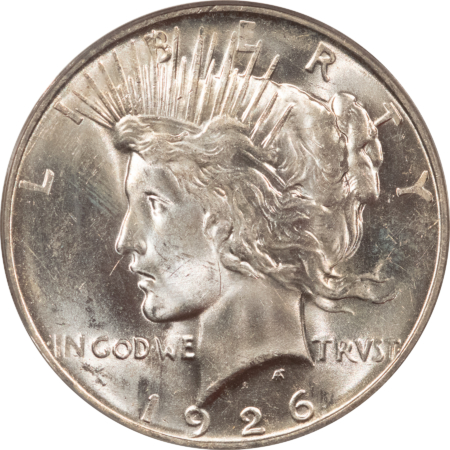 New Certified Coins 1926-D PEACE DOLLAR – PCGS MS-62, 2 PIECE OLD GREEN HOLDER, PREMIUM QUALITY!