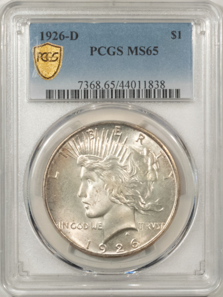 New Certified Coins 1926-D $1 PEACE DOLLAR – PCGS MS-65, ORIGINAL SATINY, WHITE GEM!