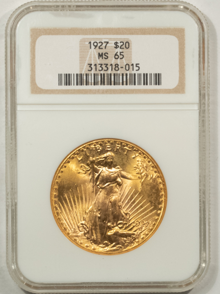 $20 1927 $20 ST GAUDENS GOLD DOUBLE EAGLE – NGC MS-65, FLASHY, GEM BU!