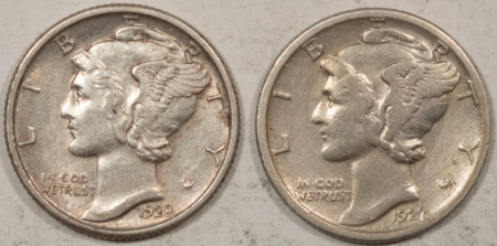 Mercury Dimes 1927-S, 1928 MERCURY DIMES, LOT OF 2 – HIGH GRADE EXAMPLES! 27-S CLEANED!