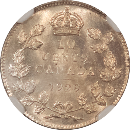 New Certified Coins CANADA 1929 10c, KM-23a – NGC MS-63, FLASHY & CHOICE!