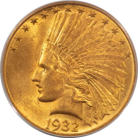 $10 1932 $10 INDIAN GOLD EAGLE – PCGS MS-62, FRESH & LUSTROUS!