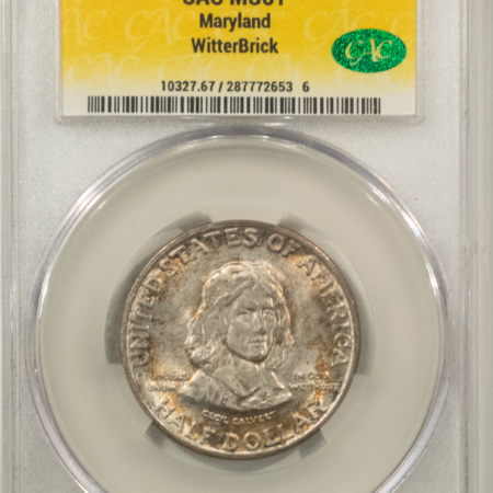 CAC Approved Coins 1934 MARYLAND COMMEMORATIVE HALF DOLLAR CACG MS-67, SUPERB, PQ, CAC! WITTERBRICK