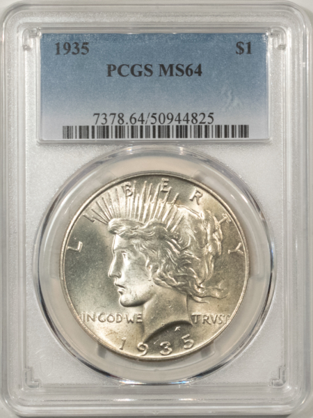 New Certified Coins 1935 $1 PEACE DOLLAR – PCGS MS-64, ORIGINAL & LUSTROUS!