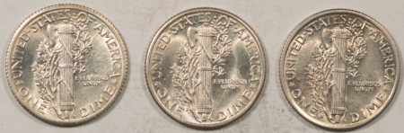 Mercury Dimes 1935 1939 1942-S MERCURY DIMES, LOT/3 – FLASHY ABOUT UNCIRCULATED/UNCIRCULATED!