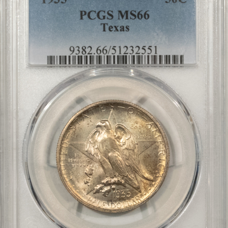 Silver 1935 TEXAS COMMEMORATIVE HALF DOLLAR – PCGS MS-66, ORIGINAL PATINA, PQ!