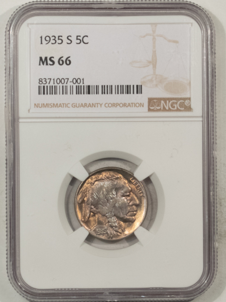 Buffalo Nickels 1935-S BUFFALO NICKEL – NGC MS-66, GORGEOUS!