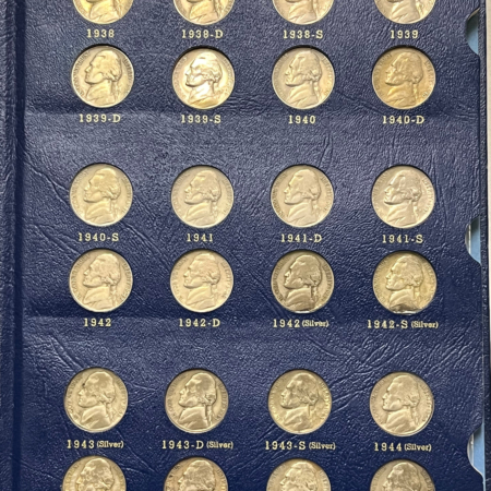 Jefferson Nickels 1938-64D 71 COIN JEFFERSON NICKEL COMPLETE SET NICE CIRC W/ BU 39-S, 50-D, ALBUM