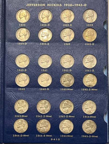 Jefferson Nickels 1938-64D 71 COIN JEFFERSON NICKEL COMPLETE SET NICE CIRC W/ BU 39-S, 50-D, ALBUM