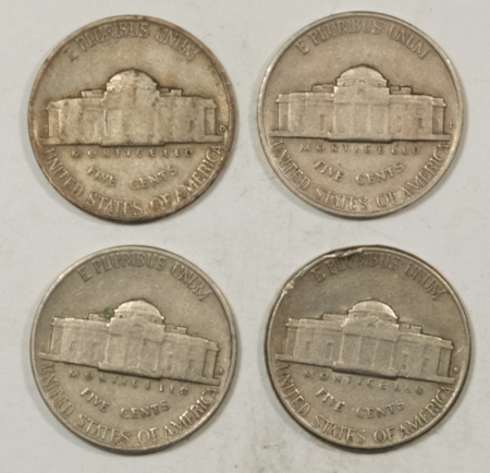 Jefferson Nickels 1938-D, 38-S, 39-D, 39-S JEFFERSON NICKELS LOT/4 – PLEASING CIRCULATED EXAMPLES!